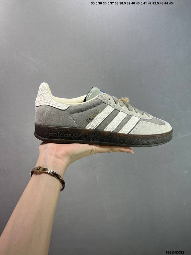 公司级Adidas Gazelle Indoor Trainers 羚羊内训系列低帮复古百搭休闲运动德训风板鞋“灰白” 货号：If 7 尺码：36 36 37
