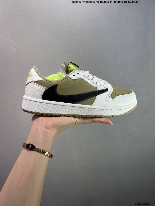 特价Aj1倒勾Travis Scott X Air Jordan 1 ” Reverse Mocha “ Aj1乔1 Ts 闪电 联名倒钩 低帮文化篮球鞋 完美