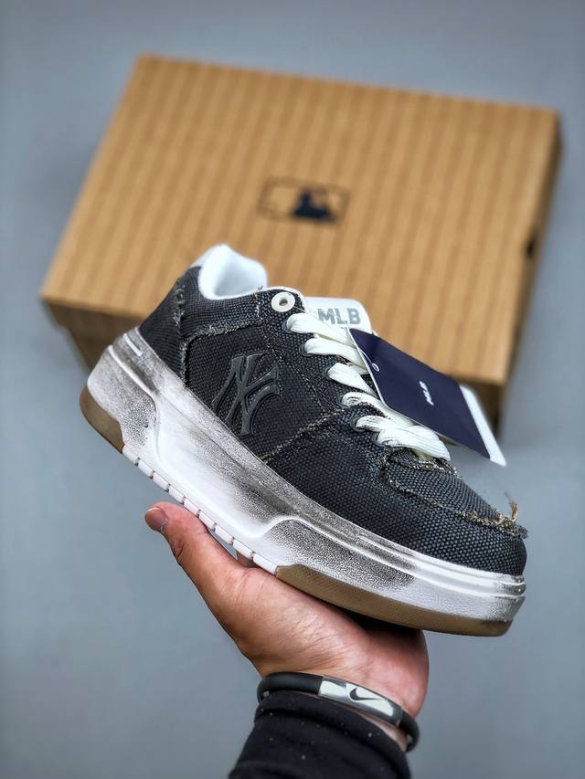 Ny Mlb Chunky Liner Mid Denim Monogram 纽约洋基队 增高厚底休闲凉鞋 货号：3Asxv035N G 尺码：35-45 半