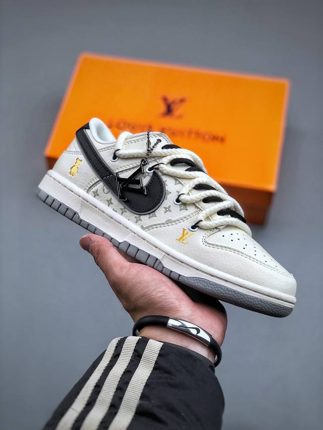 纯原特价 原380 Nike Sb Dunk Low X Louis Vuitton 绑带高端定制 黑暴力熊纯原大厂出品 极力推荐原装头层材料 独家版型蒸餾加工