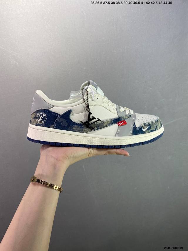 公司级Nike Air Jordan 1 X Travis Scott Aj1倒勾 乔一倒钩 ‘Diy’定制 耐克 低帮文化篮球鞋 完美品质出货 细节如图所示