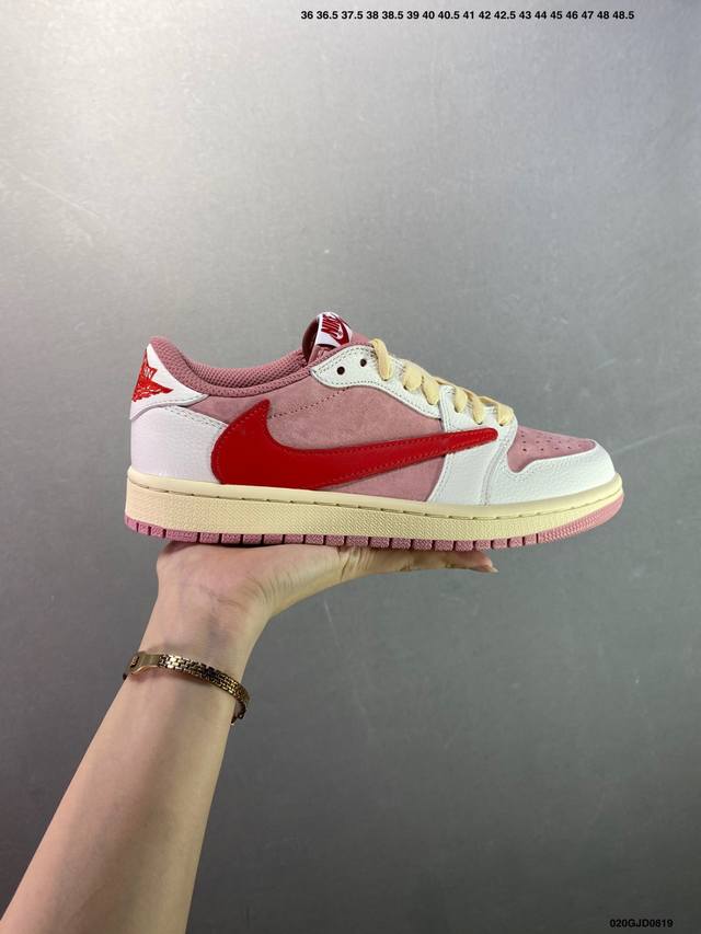 公司级Aj1倒勾Travis Scott X Air Jordan 1 ” Reverse Mocha “ Aj1乔1 Ts 闪电 联名倒钩 低帮文化篮球鞋 完