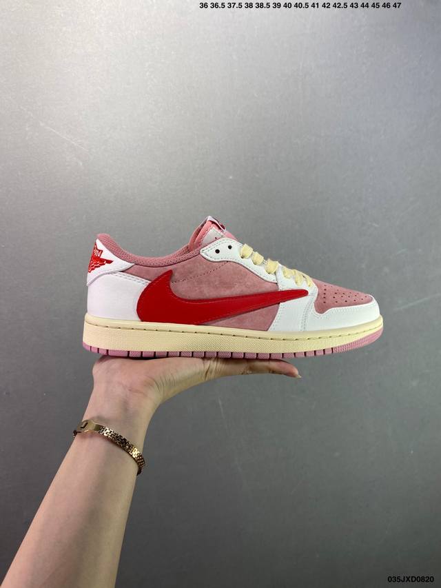 公司级Aj1倒勾Travis Scott X Air Jordan 1 ” Reverse Mocha “ Aj1乔1 Ts 闪电 联名倒钩 低帮文化篮球鞋 完
