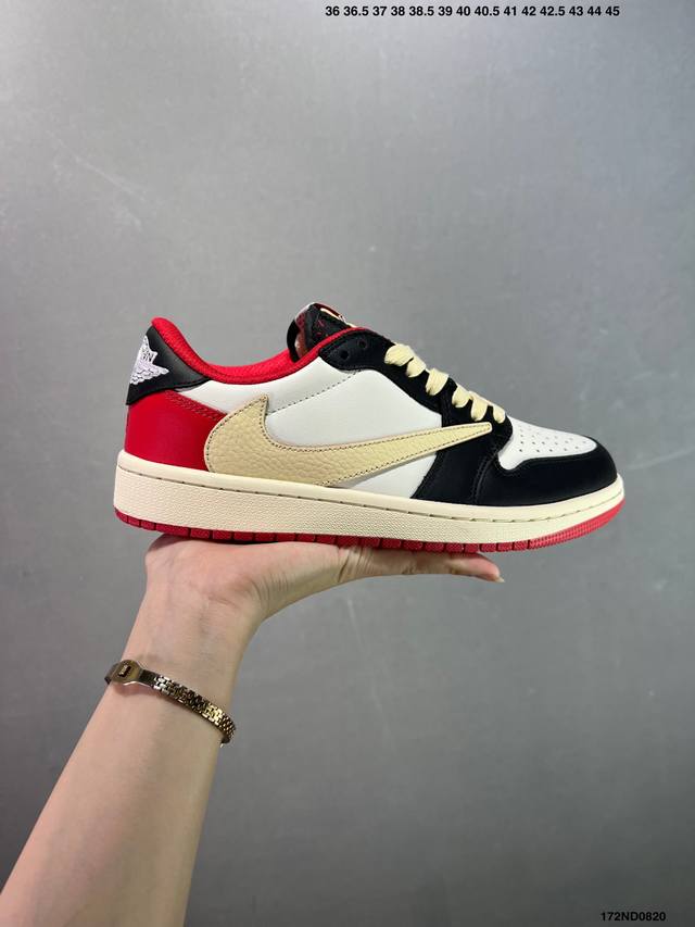 特价Aj1倒勾Travis Scott X Air Jordan 1 ” Reverse Mocha “ Aj1乔1 Ts 闪电 联名倒钩 低帮文化篮球鞋 完美