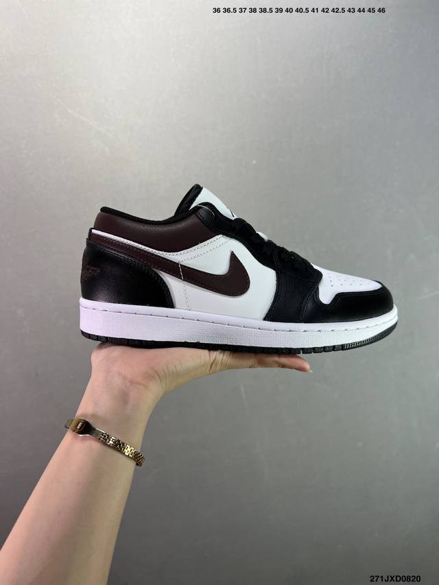 公司级Air Jordan 1 Low 摩卡黑 Aj1乔1低帮休闲板鞋 同步官方配色 市场唯一独家头层皮打造 原鞋原档案开发 原厂皮料 原档冲孔鞋头 正确满胶鞋
