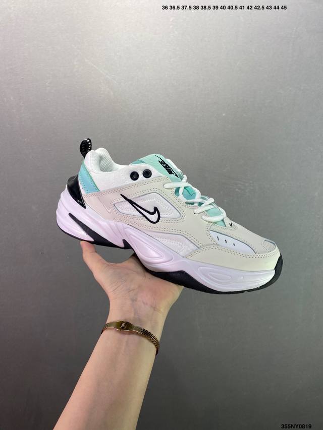 耐克 Nike M2K Tekno 完工美艺水平复古老爹鞋休百闲搭慢跑鞋 皮革搭配织物混透合气鞋面 Eva组合震缓大底 完美洁清度 货号：A03108-001
