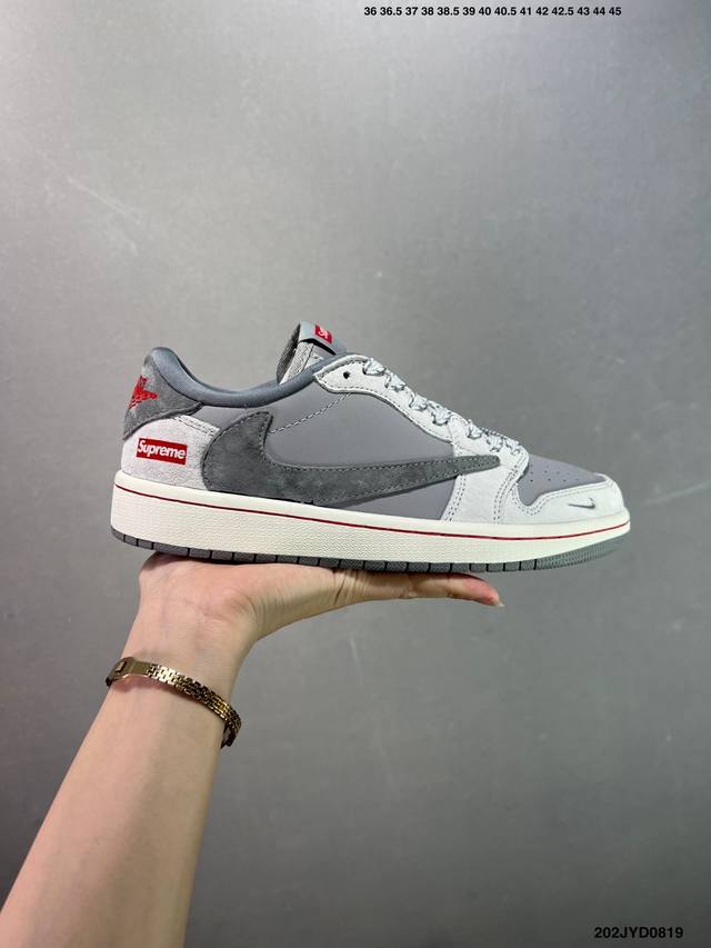 公司级Aj1倒勾Travis Scott X Air Jordan 1 ” Reverse Mocha “ Aj1乔1 Ts 闪电 联名倒钩 低帮文化篮球鞋 完