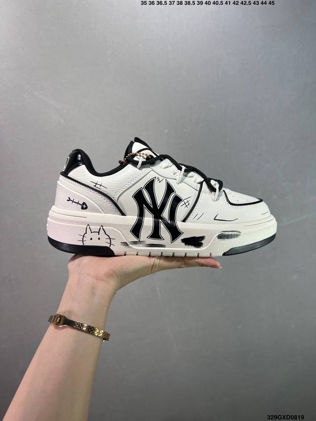 公司级Mlb Ny 印花网红老爹鞋 涂鸦恶作剧 内增高6Cm 原厂原档案数据开发 进口纳米材质 原厂全套手提袋 原盒雷射防伪标包装 官方货号: 3Asxca12