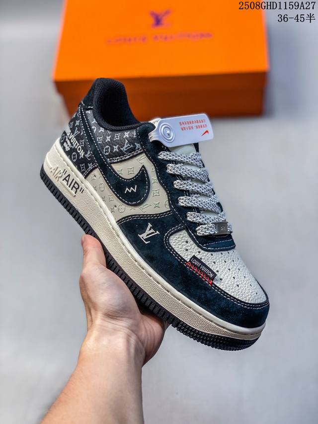 海外限量发售！公司级Nike Air Force 1 '07 Low “Lv联名 缝织标印花”空军一号 低帮 运动鞋 休闲鞋 折边针车 工艺难度大 原楦头原纸板