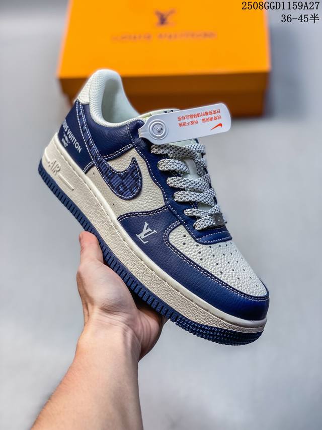 海外限量发售！公司级Nike Air Force 1 '07 Low “Lv联名 缝织标印花”空军一号 低帮 运动鞋 休闲鞋 折边针车 工艺难度大 原楦头原纸板