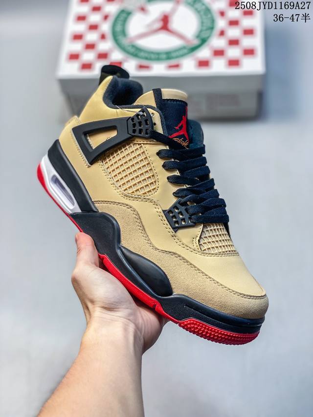 Jordan Air Jordan 4 经典百搭 中帮 儿童篮球鞋 棕色 青少年 主货号Ih2094- 尺码36-47带半码 编码：08Jyd1169A27