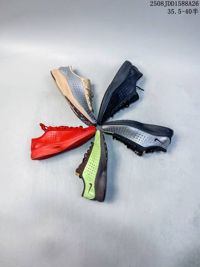 公司级Nike Air Superfly耐克2025新款减震复古银色跑鞋女鞋 该运动鞋的亮点在于其穿孔金属银色皮革鞋面，呈现出未来感和抛光外观。与此设计相得益彰