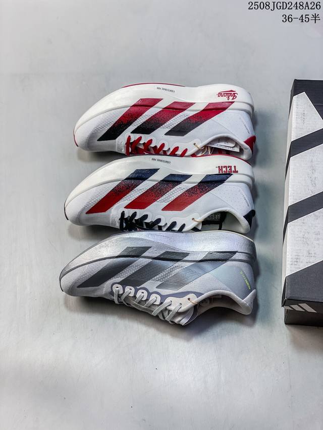 Adidas Adizero Evo Sl Texas Tech 时尚舒适耐磨 低帮跑步鞋 男款 白黑 尺码：如图 编码：08Jgd248A26