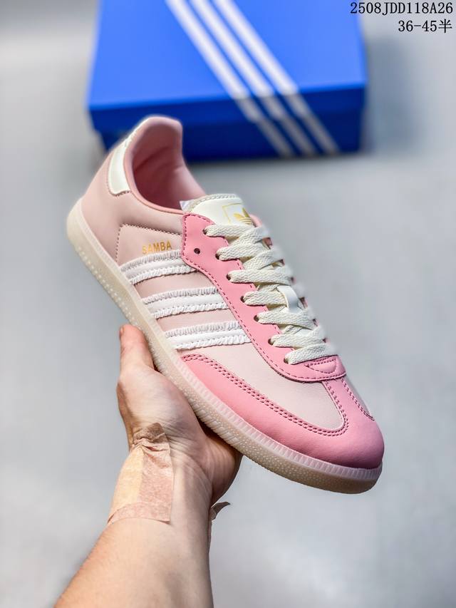 真标Adidas Originals Samba Og 桑巴舞系列 阿迪达斯 三叶草 绅士德训足球风百搭低帮休闲运动板鞋 货号:Jr8830 尺码:36 36.
