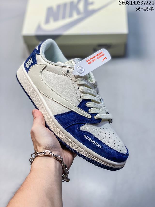 公司级Nike Air Jordan 1 X Travis Scott Aj1倒勾 乔一倒钩 ‘Diy’定制 耐克 低帮文化篮球鞋 货号:Jw1188-159