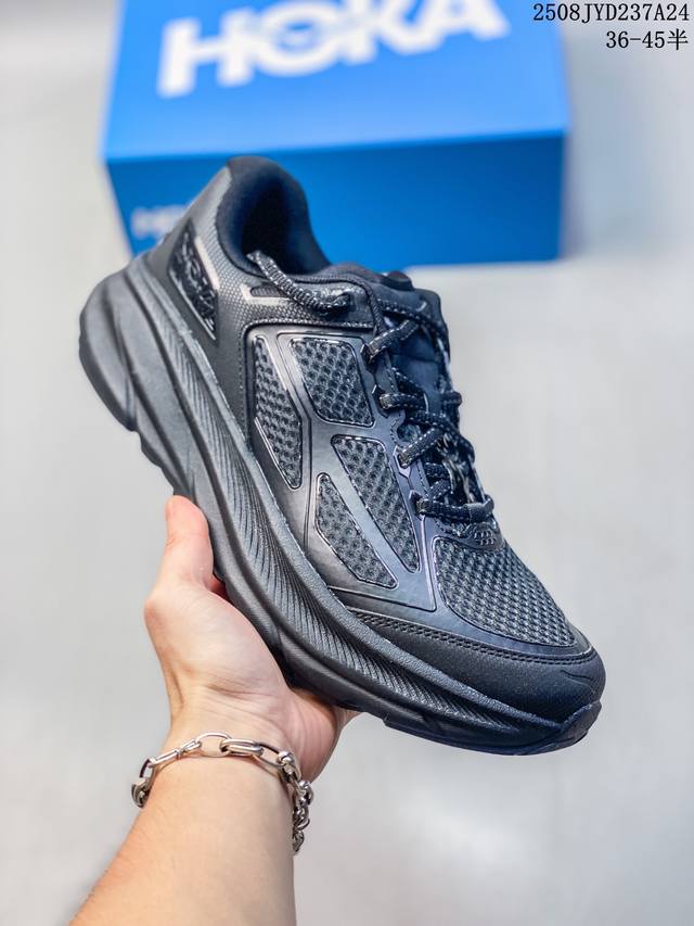 公司级Hoka M Clifton One9 轻量低帮户外越野跑鞋 户外山脉越野轻量运动跑鞋 鞋面用轻的无缝架构 鞋带用了弹性不易松脱的扁宽弹性鞋带 轻薄的Tp