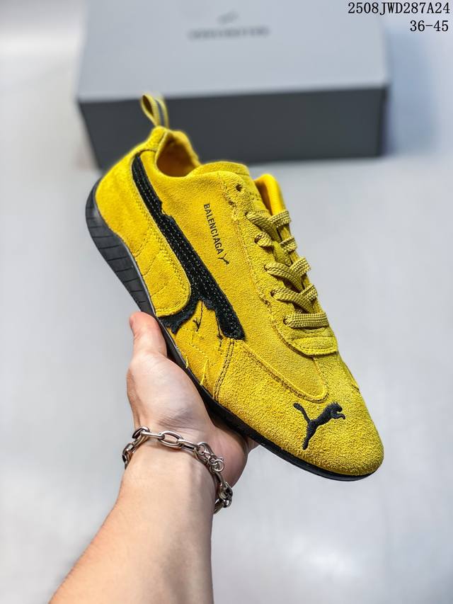 巴黎世家联名款The Open Product X Puma Speedcat 极速赛车系列彪马低帮生活休闲鞋 原装档案原数据纸版楦型 采用原厂固色翻毛皮鞋面材