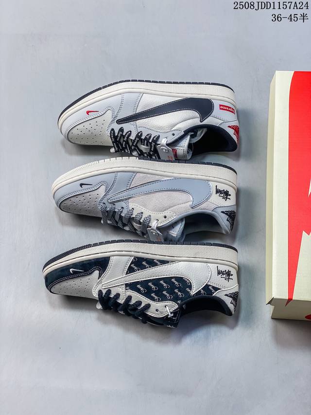 Travis Scott X Fragment Design X Jordan Air Jordan 1 Low Og Sp “斯图西联名 黑白英文” 多方联名
