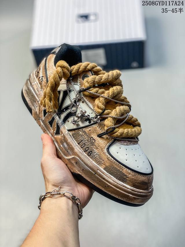 公司级Mlb Chunky Liner Pu ‘Diy定制’ 简约时尚 百搭 包裹性保暖防滑防水减震 低帮 板鞋 货号:3Asxca12N 尺码:35.5 36