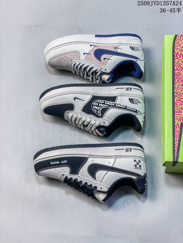 高端定制Nike Air Force 1 '07 Low 北面联名 奶白黑钩Cdg 高端定制 低帮休闲板鞋 定制鞋盒 大厂纯原品质出货 超高清洁度 皮料切割干净