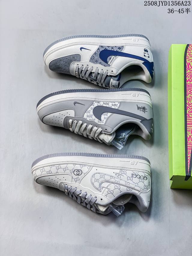 独家实拍Nike Air Force 1 Low 07 X Hipanda 白灰蓝小钩满天星原楦头原纸板 打造纯正低帮空军版型专注外贸渠道 全掌内置蜂窝气垫 原