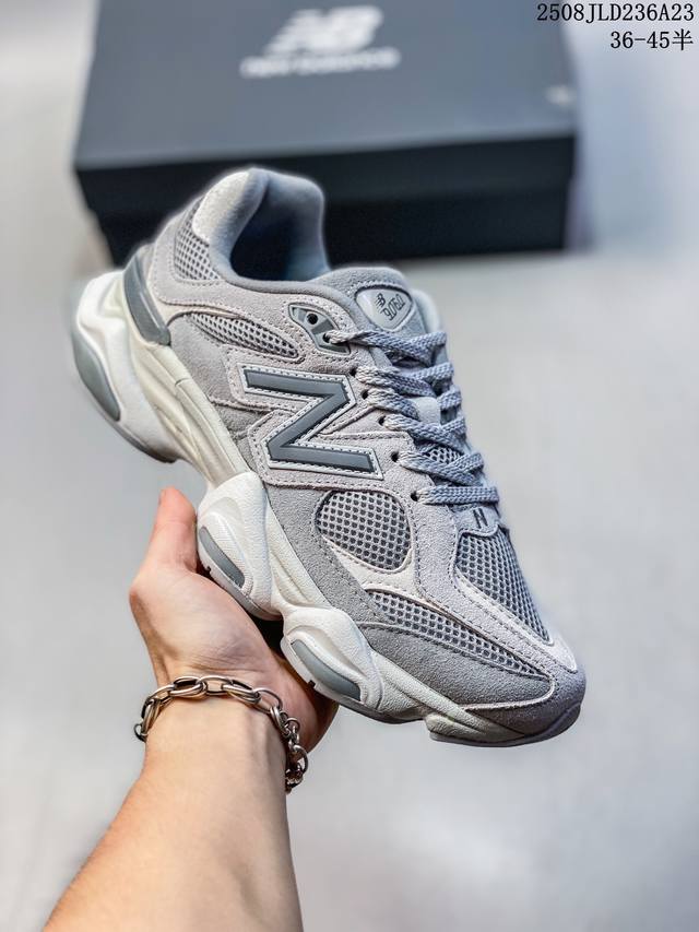 公司级New Balance 9060系列 新百伦 复古休闲运动慢跑鞋 鞋面大身由空间双格及磨砂鞋面拼接而生 采用大面积网眼以及麂皮材质覆盖鞋身 还原经典气质