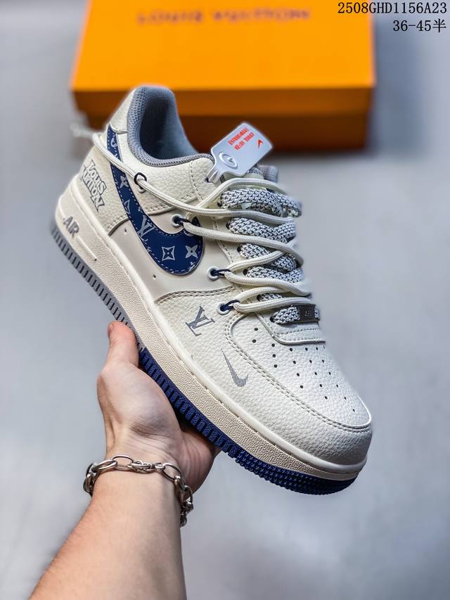 海外限量发售！公司级Nike Air Force 1 '07 Low “Lv联名 牛仔猪八米黑”空军一号 低帮 运动鞋 休闲鞋 折边针车 工艺难度大 原楦头原纸