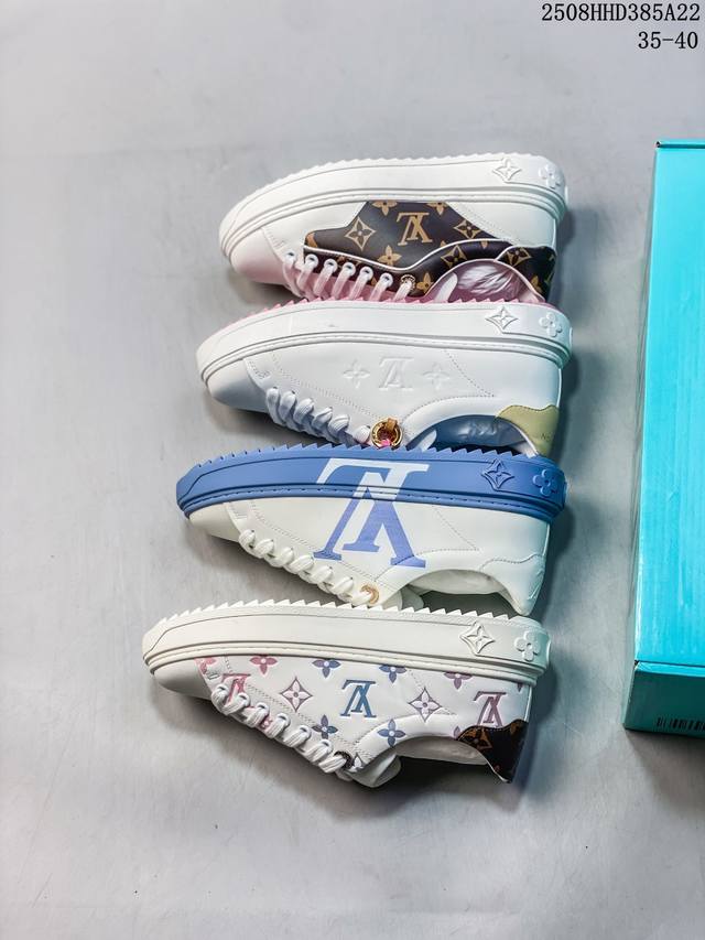 路易威登Louis Vuitton Lv路易威登板鞋 小白鞋系列 广东大厂品质 舒适轻泡大底和百搭性霸屏整个时尚娱乐圈细节调整完美主义 鞋面采用进口头层小牛皮独