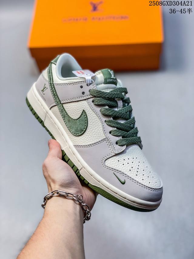 海外爆款限量发售！Nike Sb Dunk Low“ Lv联名 花纹灰勾” 周年高端定制 低帮休闲板鞋 定制鞋盒 大厂纯原品质出货 超高清洁度 皮料切割干净无任