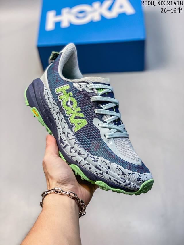 Hoka One One Speedgoat 6 户外越野跑步鞋 飞速羚羊6系列 新一代工程网纱鞋面 在确保鞋面稳定性的同时减少了固定胶条的使用 鞋面更轻盈、透