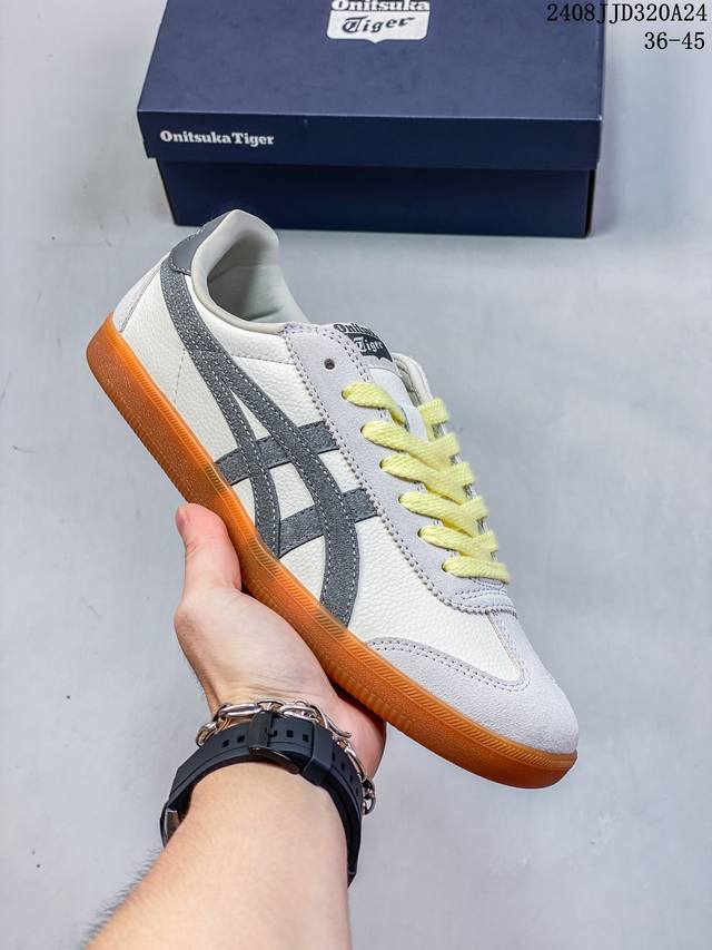 Asics 亚瑟士 升级原楦原纸版开发，采用软质荔枝纹牛剖皮革鞋面材质，外置耐磨耐弯折Rb大底鬼塚虎新款德训鞋！鬼塚虎新款德训鞋！日产经典老牌-鬼塚虎 Onit