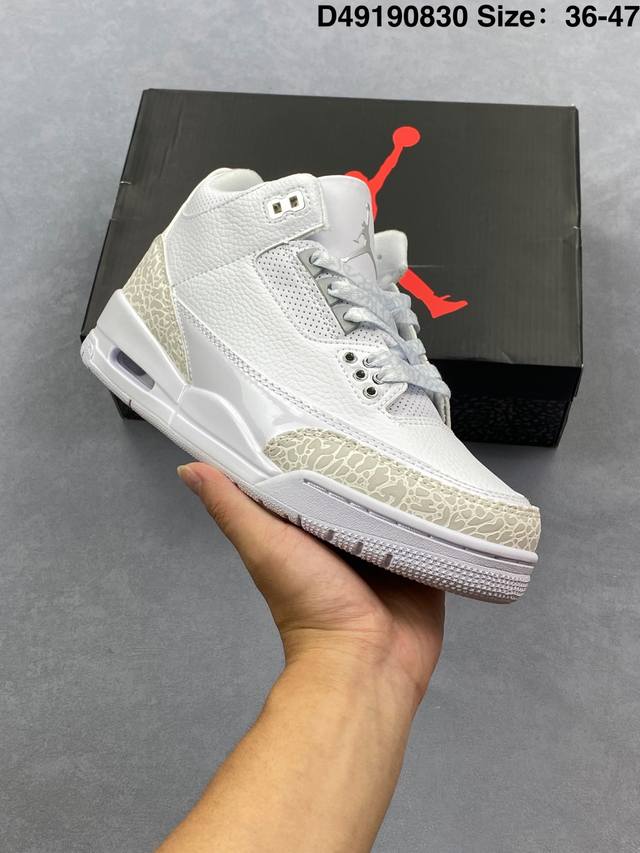 真标Nike Air Jordan 3 Retro 迈克尔 乔丹Aj3代中帮复古休闲运动文化篮球鞋 货号:136064-103 Id:D49 830 Size: