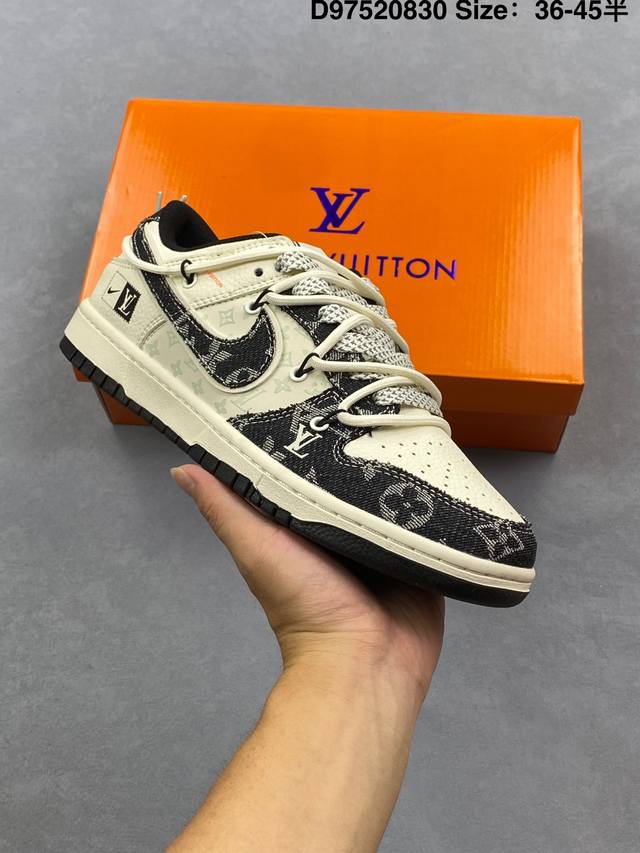 Nike Sb Dunk Low Lv联名 猪八蓝牛仔 周年高端定制 低帮休闲板鞋 Yx5066-381 #定制鞋盒 大厂纯原品质出货 超高清洁度 皮料切割干净