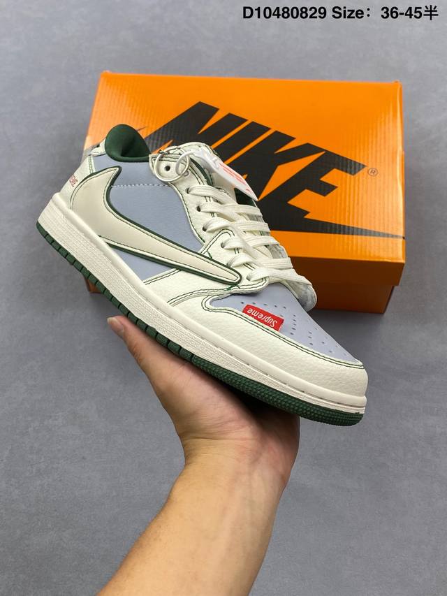 高端定制 Travis Scott X Jordan 1 Low “Labubu拉布布联名” 乔丹倒勾低帮休闲板鞋 原厂全头层皮 大厂纯原品质出货 纯正版型 定
