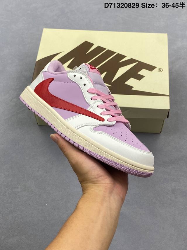 公司级Aj1倒勾Travis Scott X Air Jordan 1 ” Reverse Mocha “ Aj1乔1 Ts 闪电 联名倒钩 低帮文化篮球鞋 完