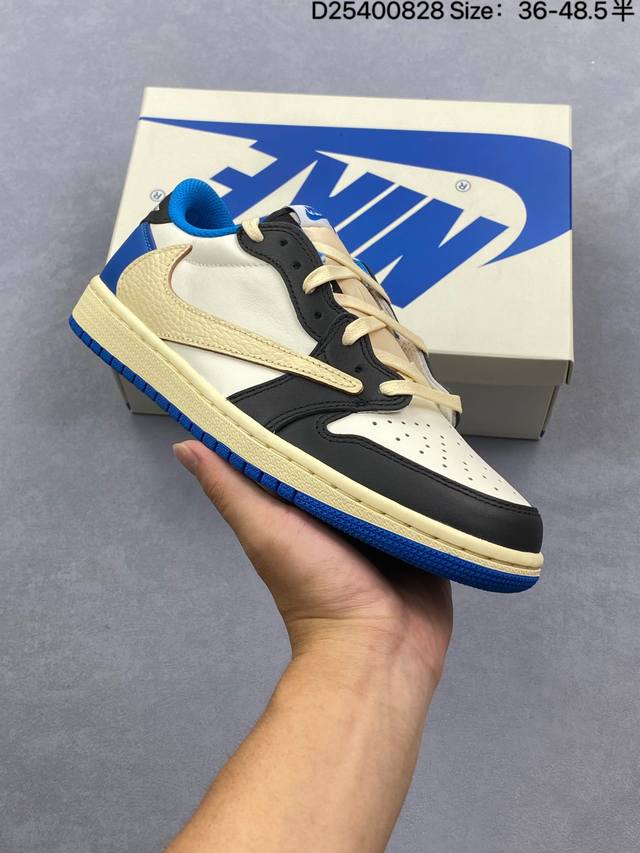 公司级Nike Air Jordan 1 X Travis Scott Aj1倒勾 乔一倒钩 耐克 低帮文化篮球鞋 完美品质出货 细节如图所示 鞋面切割工整 冲