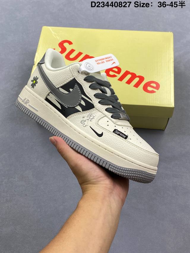 Stussy X Air Force 1 Low 白蓝灰涂鸦钩 原楦头原纸板 打造纯正空军版型 #专注外贸渠道 全掌内置蜂窝气垫 #原盒配件 原厂中底钢印、拉帮