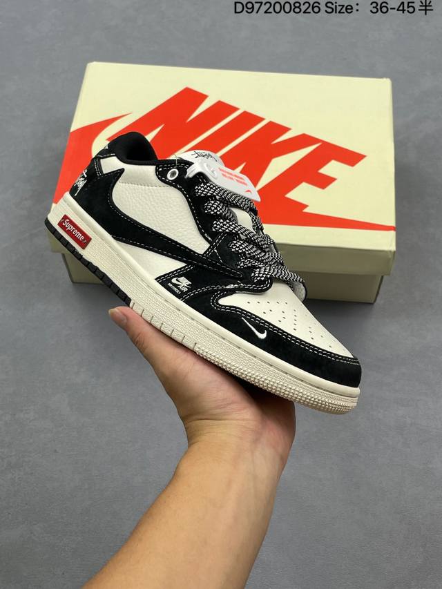 Aj1倒勾联名Travis Scott X Air Jordan 1 ” Reverse Mocha “ Aj1乔1 Ts 闪电 联名倒钩 低帮文化篮球鞋 完美