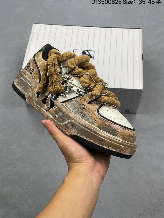 公司级Mlb Chunky Liner Pu ‘Diy定制’ 简约时尚 百搭 包裹性保暖防滑防水减震 低帮 板鞋 货号:3Asxca12N 尺码:35.5 36