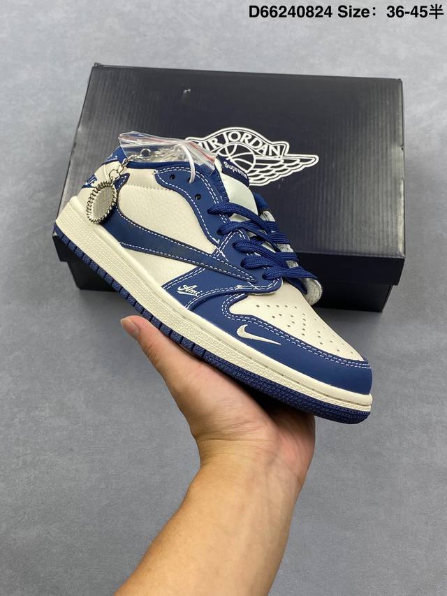 Aj1倒勾Travis Scott X Air Jordan 1 ” Reverse Mocha “ Aj1乔1 Ts 闪电 联名倒钩 低帮文化篮球鞋 完美品质