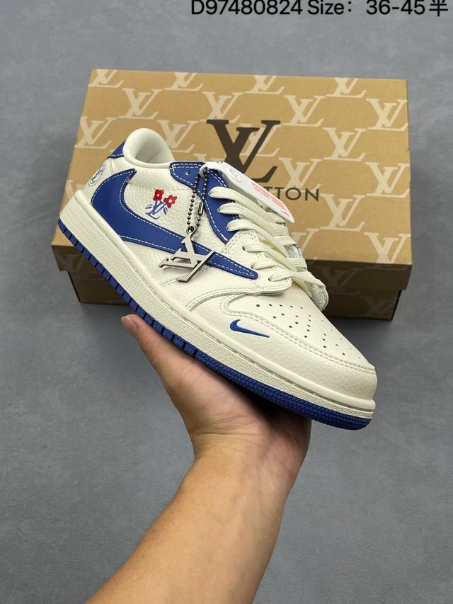 公司级Nike Air Jordan 1 X Travis Scott Aj1倒勾 乔一倒钩 ‘Diy’定制 耐克 低帮文化篮球鞋 完美品质出货 细节如图所示