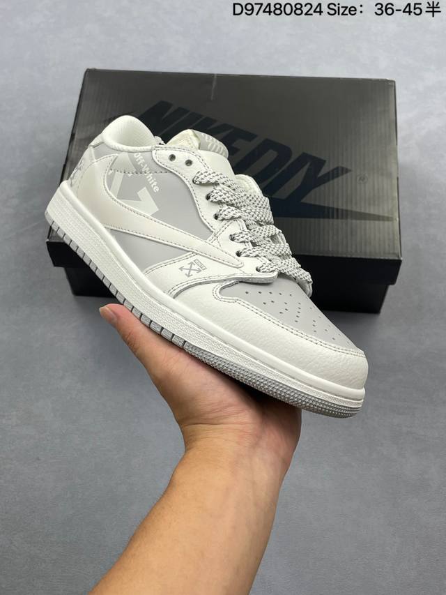 公司级Nike Air Jordan 1 X Travis Scott Aj1倒勾 乔一倒钩 ‘Diy’定制 耐克 低帮文化篮球鞋 完美品质出货 细节如图所示