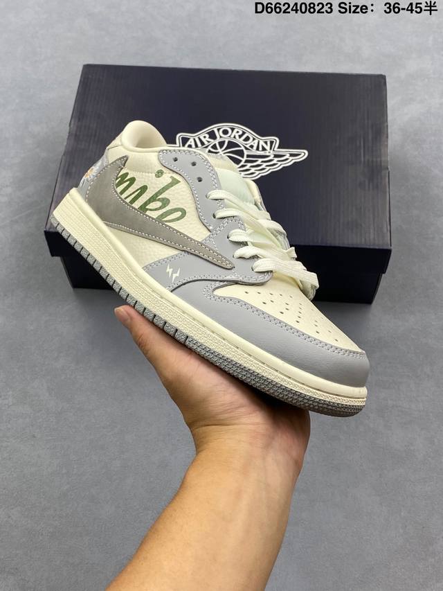 Aj1倒勾Travis Scott X Air Jordan 1 ” Reverse Mocha “ Aj1乔1 Ts 闪电 联名倒钩 低帮文化篮球鞋 完美品质