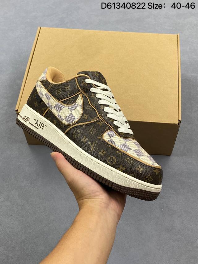 Louis Vuitton X Nike Air Force 1 Low 路易威登联名 耐克 空军一号 Af1 低帮百搭休闲厚底增高运动板鞋。柔软、弹性十足的缓
