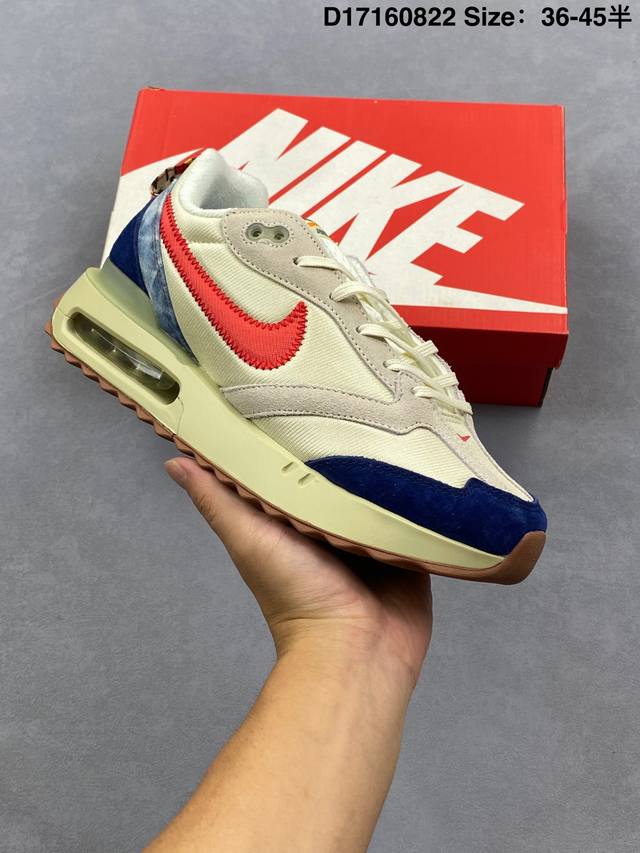 耐克 Nike Air Max Dawn 黎明系列 低帮气垫百搭休闲运动慢跑鞋 从配色上彰显出浓厚的复古气质。最大的亮点当属鞋型设计上加入结构元素，汲取1984