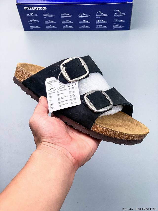 德国百年知名鞋履品牌 博肯Birkenstock Zurich系列 黑色反绒 牛皮绒面革 双扣时尚凉拖 勃肯半拖凉鞋系列 亲肤透气的人造革，搭配可调节鞋扣提升穿