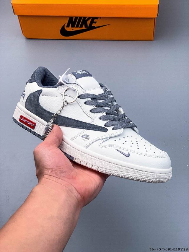 公司级头层！耐克Nike Air Jordan 1 Low Aj1乔1 倒勾低帮潮流缓运动休闲板鞋。Aj1 低帮拼接 完美版型真头层牛皮# 内置缓震气垫 原鞋开
