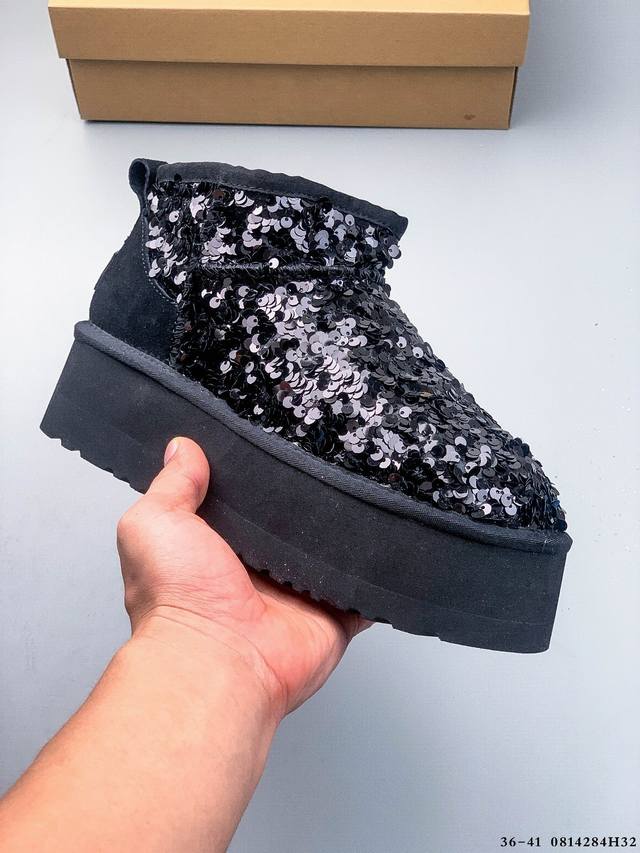 公司级！Ugg 亮片 保暖 舒适休闲 及踝 雪地靴 0814284H32