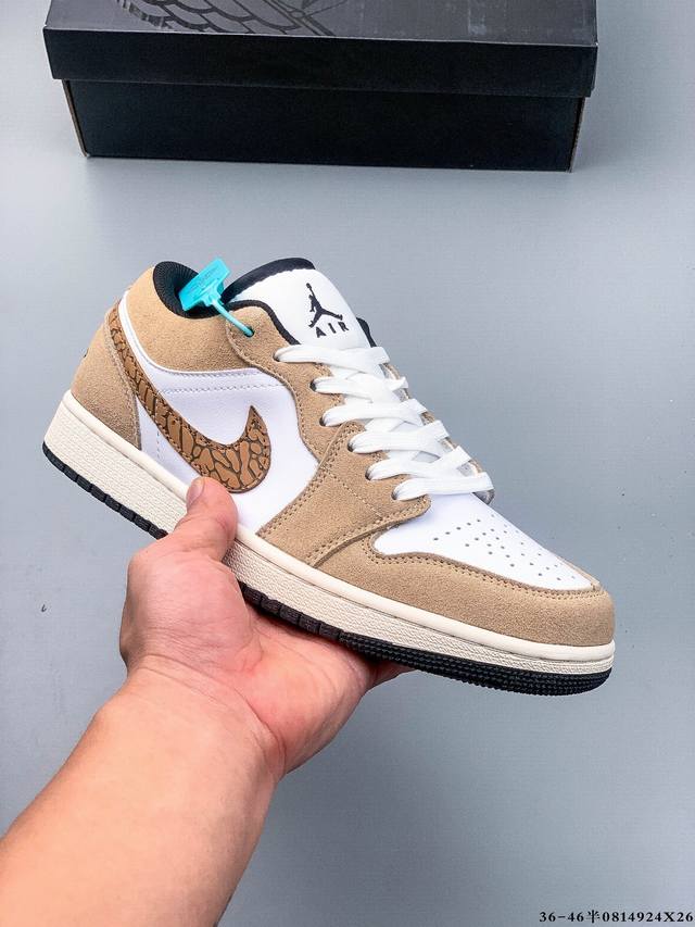 公司级头层！耐克Nike Air Jordan 1 Low Aj1 乔1 低帮潮流运动休闲板鞋。Aj1 低帮拼接 完美版型真头层牛皮# 内置缓震气垫 原鞋开模