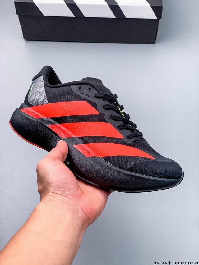 Adidas Adizero Evo Sl M马拉松飞线贾卡轻质透气休闲运动跑步鞋 采用双层透气网纱 Flywire动态飞线绑缚鞋面材质 内置Zoom小气垫装置
